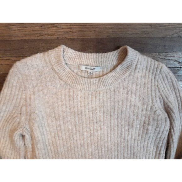 Madewell Wool Blend Flared Sleeve Lightweight Fall School Sweater Sz XS Oatmeal - Picture 7 of 12